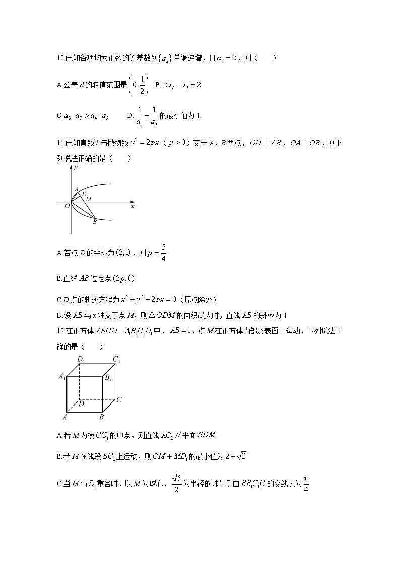 湖南省五市十校教研教改联合体2022-2023学年高二数学上学期期中试卷(Word版附解析)第3页