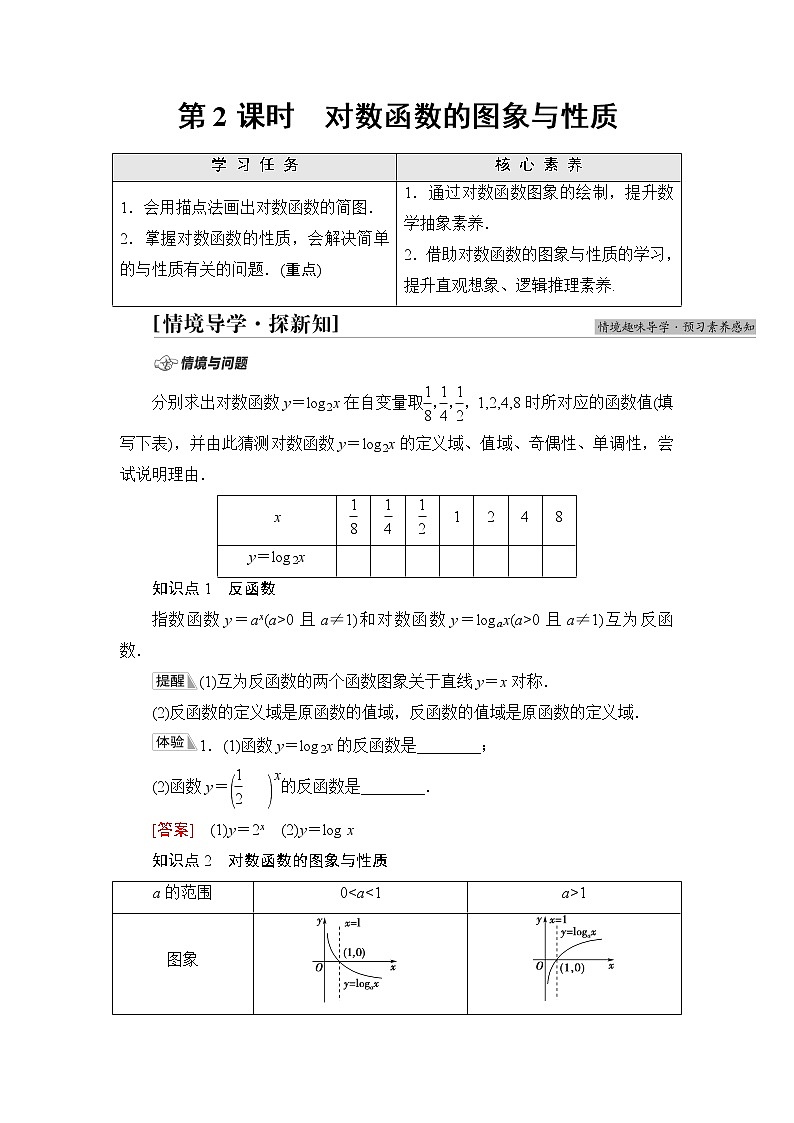 湘教版高中数学必修第一册第4章 4.3 4.3.3第2课时对数函数的图象与性质课件+学案+练习含答案01