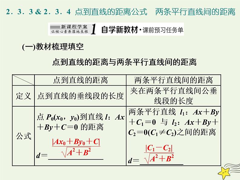 2022秋新教材高中数学第二章直线和圆的方程2.3直线的交点坐标与距离公式2.3.3&2.3.4点到直线的距离公式两条平行直线间的距离课件新人教A版选择性必修第一册第1页