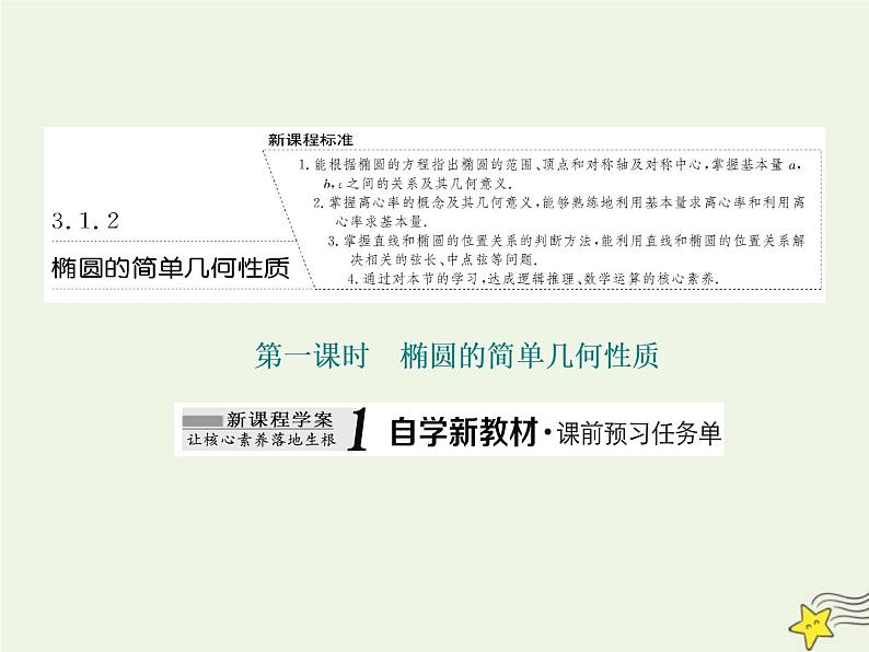 2022秋新教材高中数学第三章圆锥曲线的方程3.1椭圆3.1.2椭圆的简单几何性质第一课时椭圆的简单几何性质课件新人教A版选择性必修第一册第1页