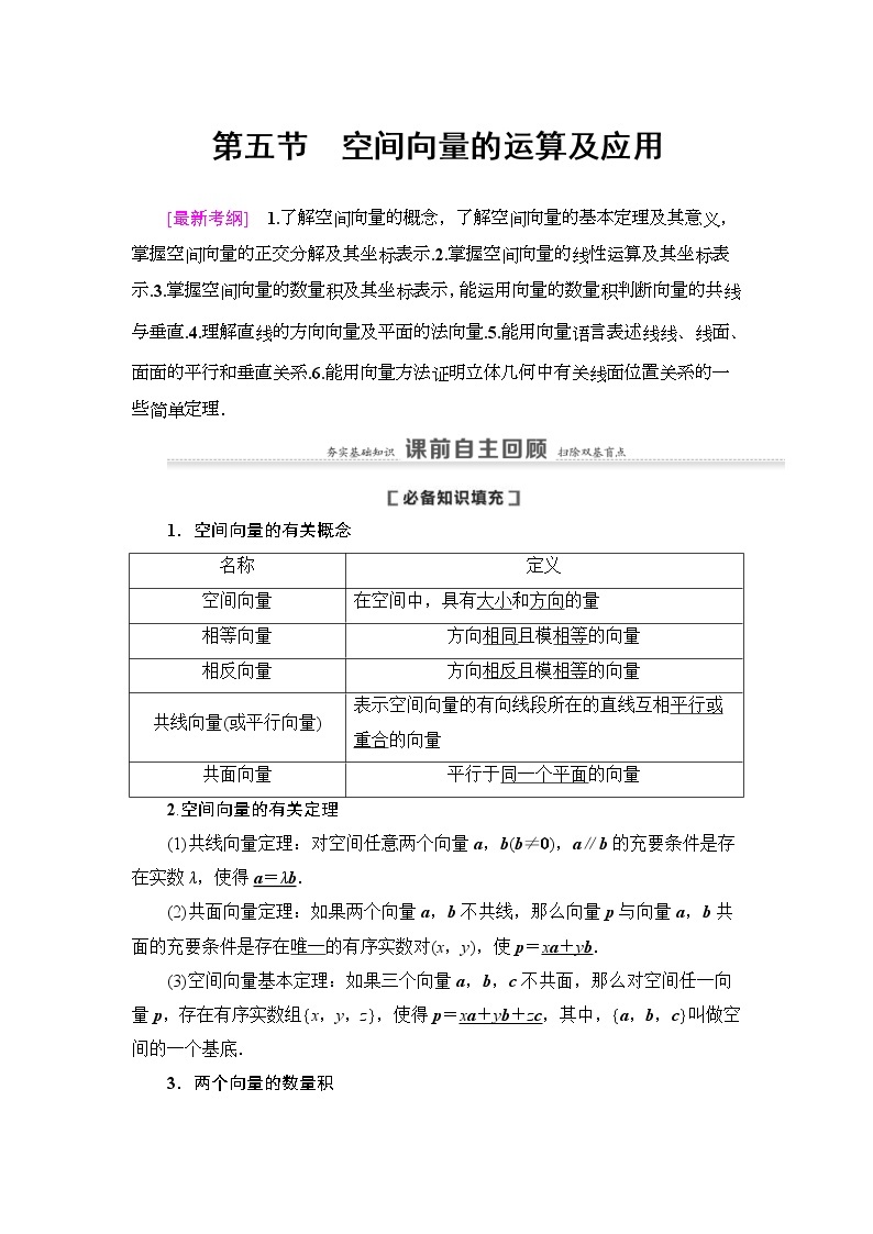 高考数学(理数)一轮复习讲与练8.5《空间向量的运算及应用》（3份打包，课件+教案+配套练习，含解析）01