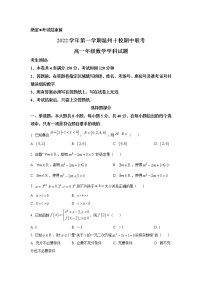 浙江省温州市十校2022-2023学年高一上学期11月期中联考数学试卷