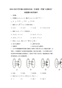 浙江省七彩阳光新高考研究联盟2022-2023学年高一数学上学期期中联考试题（Word版附解析）