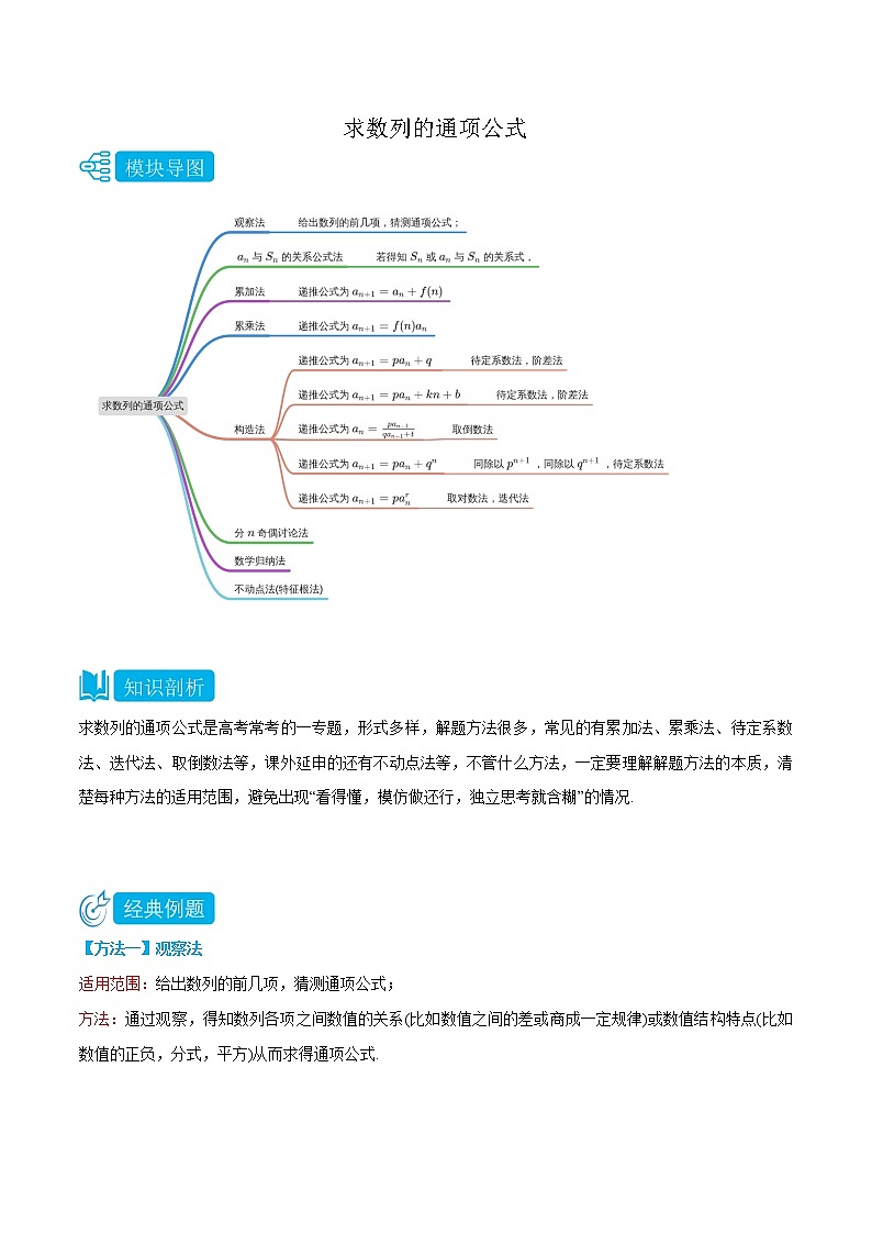 專題1 求數(shù)列的通項(xiàng)公式 -(人教A版2019選擇性必修第二、三冊(cè))(學(xué)生版)第1頁