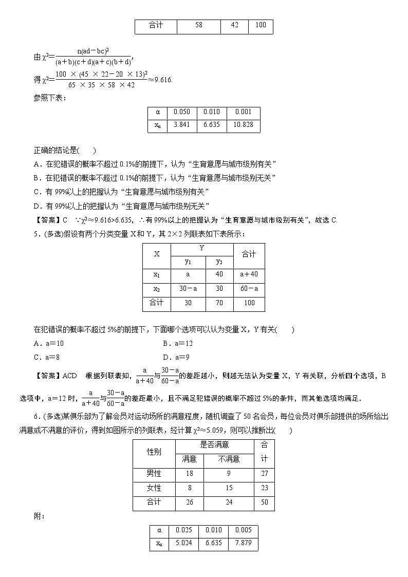23版新高考一轮分层练案(五十五) 列联表与独立性检验02
