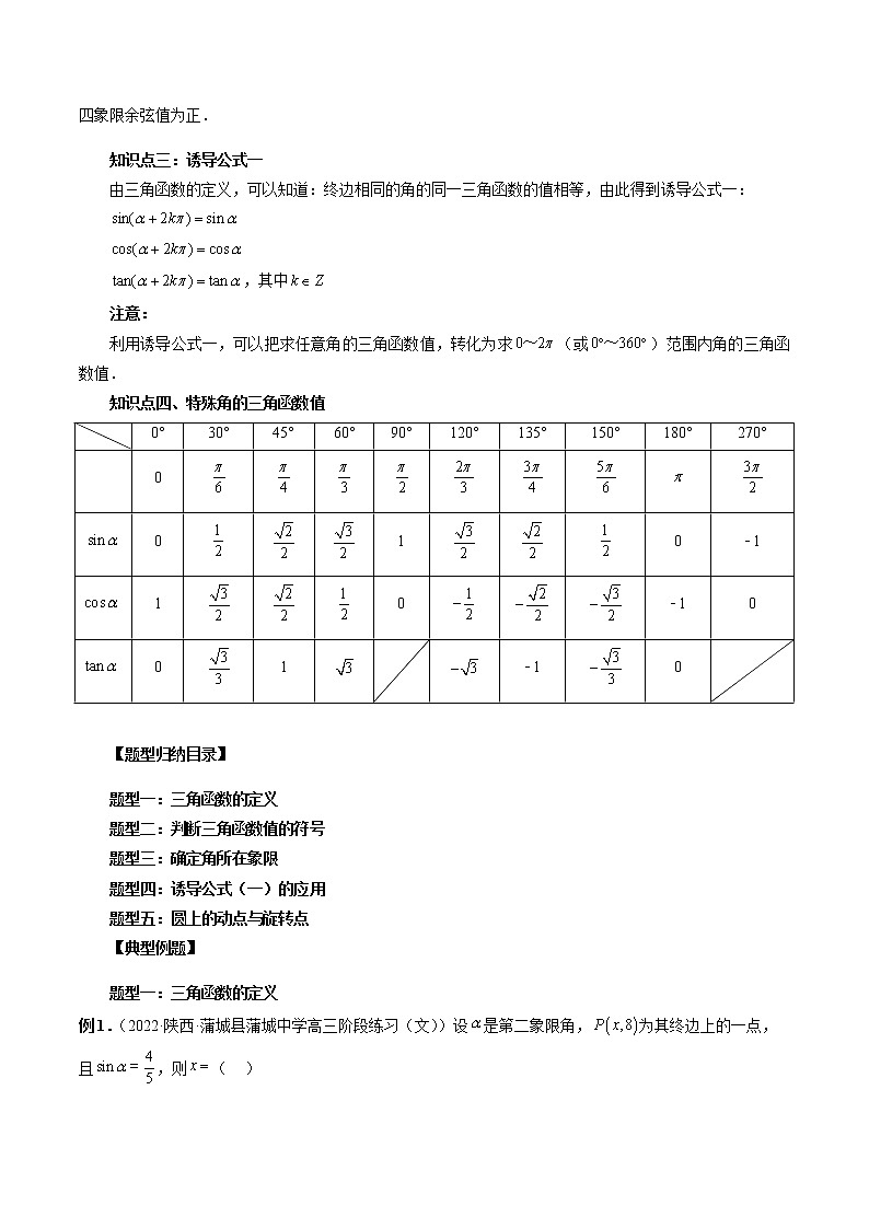 5.2.1 三角函数的概念-高一数学新教材同步配套教学讲义(人教A版2019必修第一册)02