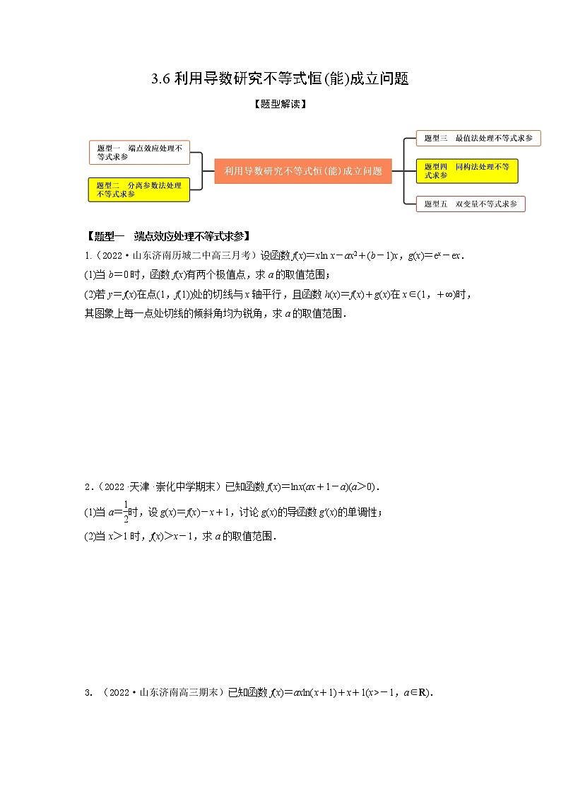 3.6利用导数研究不等式恒(能)成立问题(精练)-【题型·技巧培优系列】最新高考数学大一轮复习精讲精练(新高考地区)01