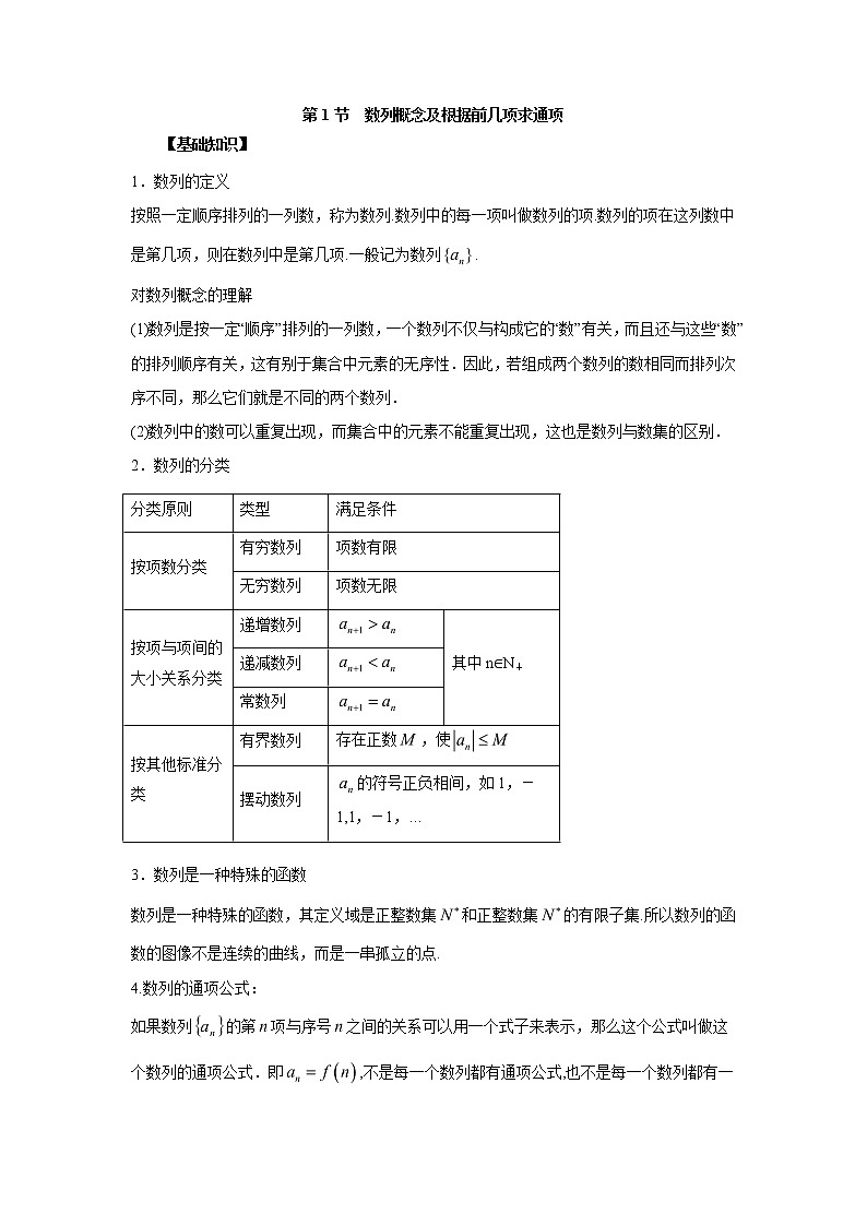 高中数学一轮复习微专题第⑩季数列概念及等差数列:第1节 数列概念及根据前几项求通项第1页