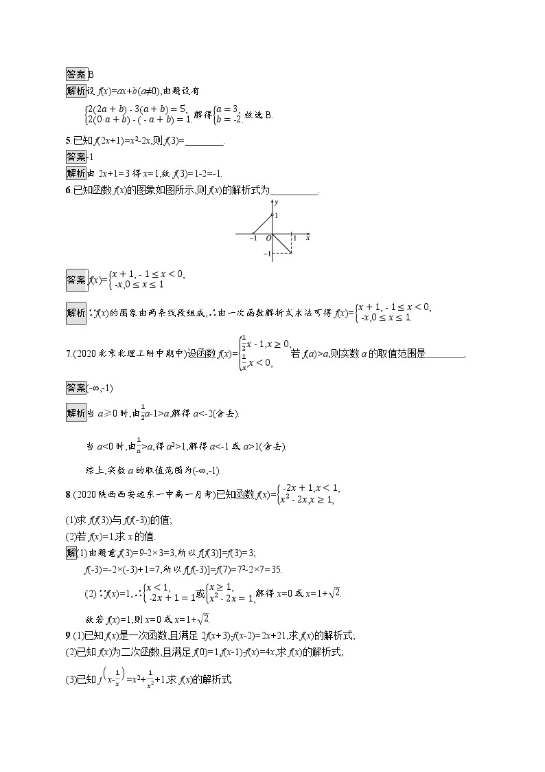 23版新教材苏教版必修第一册课后习题练5.2　函数的表示方法02