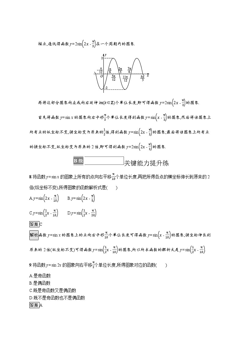 23版新教材苏教版必修第一册课后习题练7.3.3 第1课时 函数y=Asin(ωx+φ)的图象03