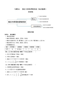 【期末全复习】人教版(2019)数学必修1-高一上学期期末：专题01 集合与常用的逻辑用语（知识梳理）