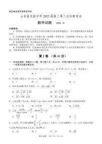 山東省實驗中學2023屆高三上學期第三次診斷考試（12月）數(shù)學試題