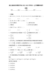 浙江省杭州外国语学校2022-2023学年高一上学期期中数学试题及答案