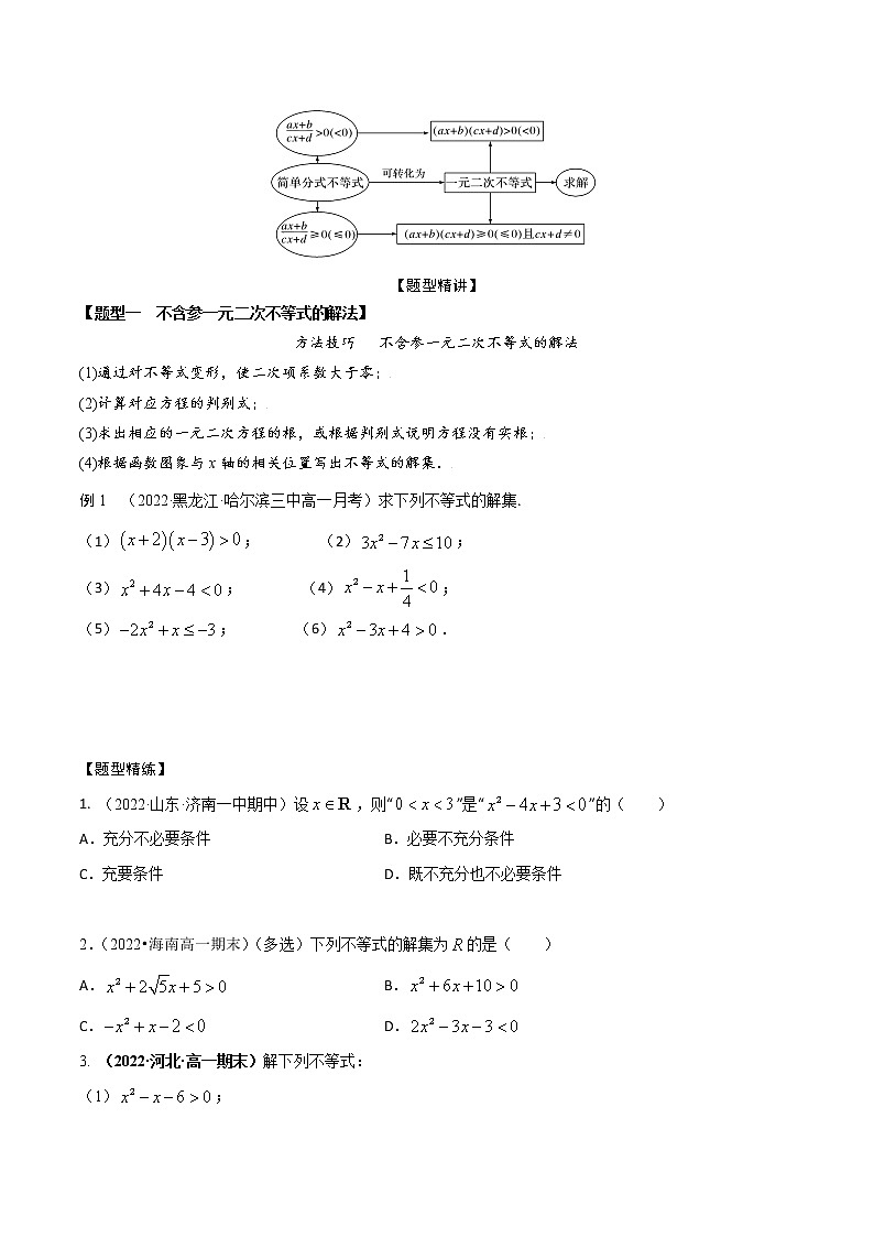 2.3二次函数与一元二次方程、不等式(精讲)(原卷版) 第2页