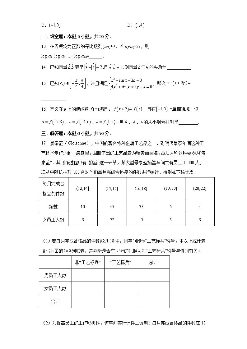2023青海师范大学附属实验中学高三上学期12月月考文科数学试题含答案03