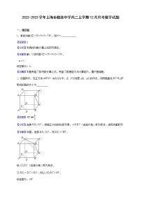 2022-2023学年上海市格致中学高二上学期12月月考数学试题（解析版）