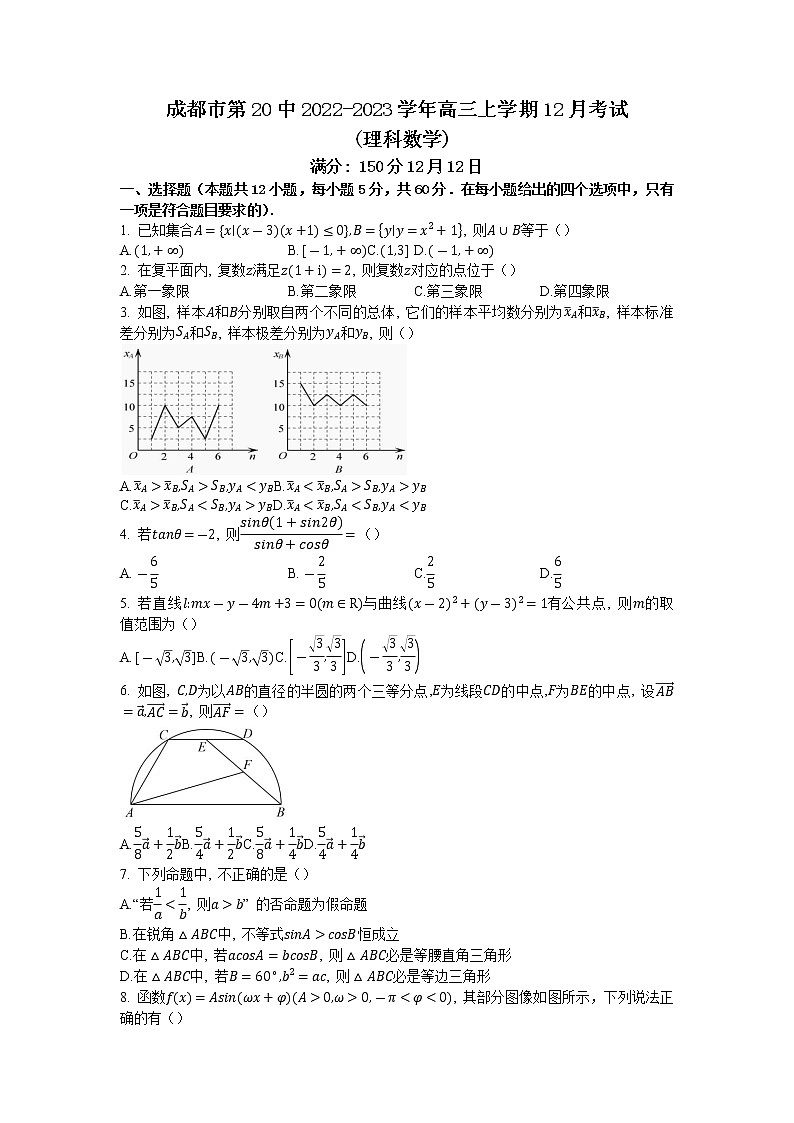 2023届四川省成都市第20中高三上学期12月考试理科数学试卷(Word版含答案)第1页