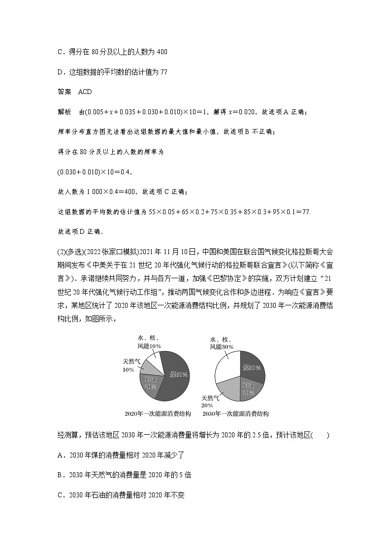 新高考数学二轮复习专题五第3讲统计与成对数据的分析学案第2页
