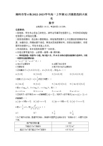 2022-2023学年广西省柳州市等4地高一上学期12月模拟选科大联考数学试题（含解析）