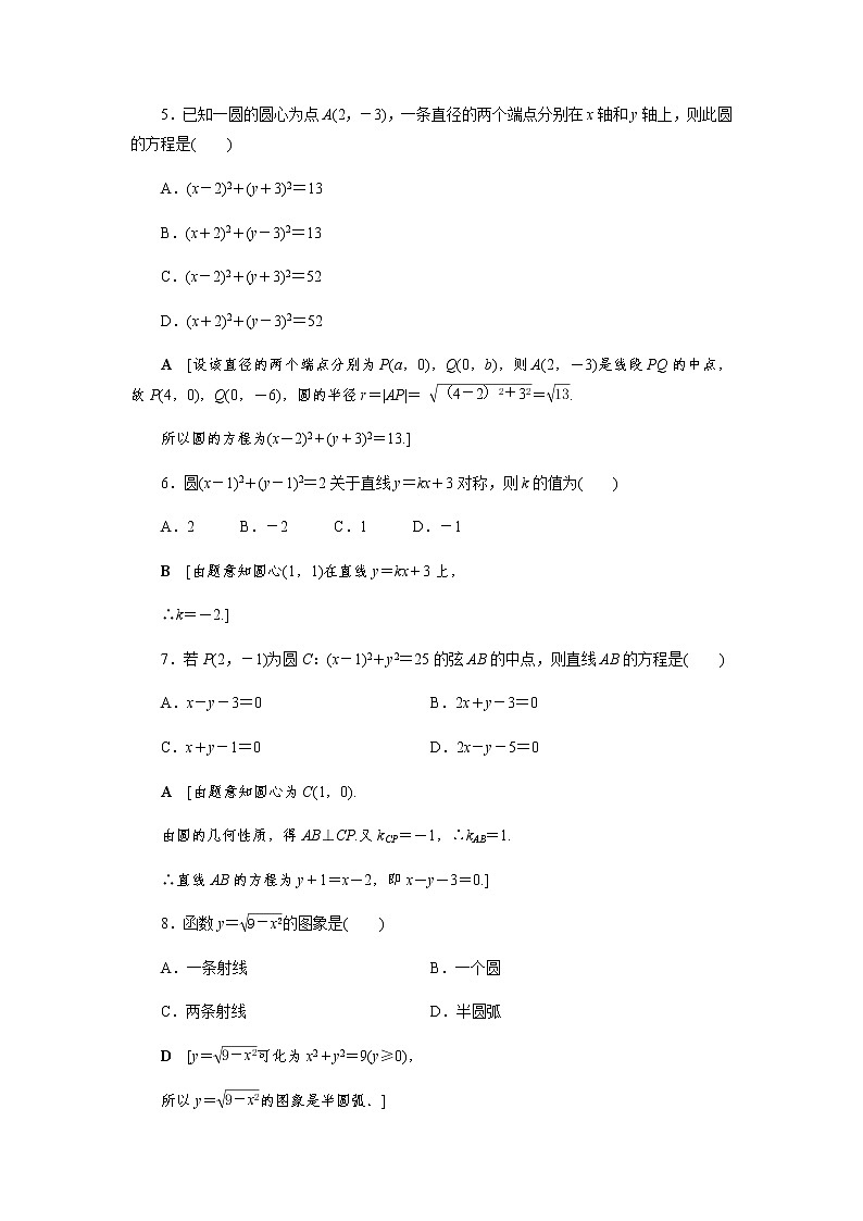 2.4.1 圆的标准方程 -【优化指导】新教材高中数学选择性必修第一册(人教A版2019)(课件+练习)02