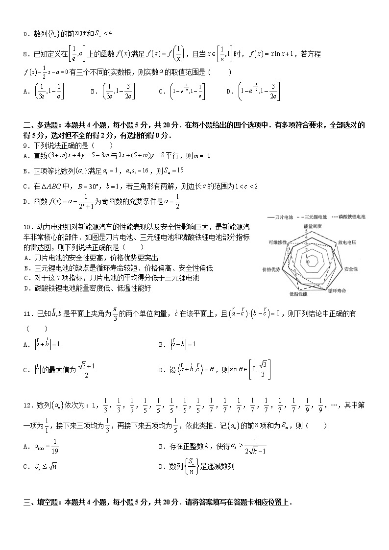 重庆市南开中学校2022-2023学年高三上学期期末数学综合复习题(含答案)02