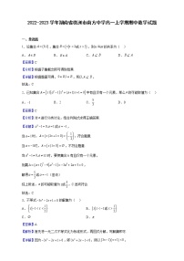 2022-2023学年湖南省株洲市南方中学高一上学期期中数学试题（解析版）