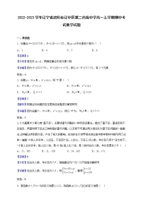 2022-2023學(xué)年遼寧省沈陽市遼中區(qū)第二高級中學(xué)高一上學(xué)期期中考試數(shù)學(xué)試題（解析版）