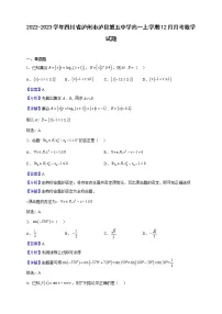 2022-2023学年四川省泸州市泸县第五中学高一上学期12月月考数学试题(解析版)