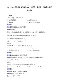 2022-2023学年河北省石家庄市第一中学高一上学期一月阶段性测试数学试题（解析版）