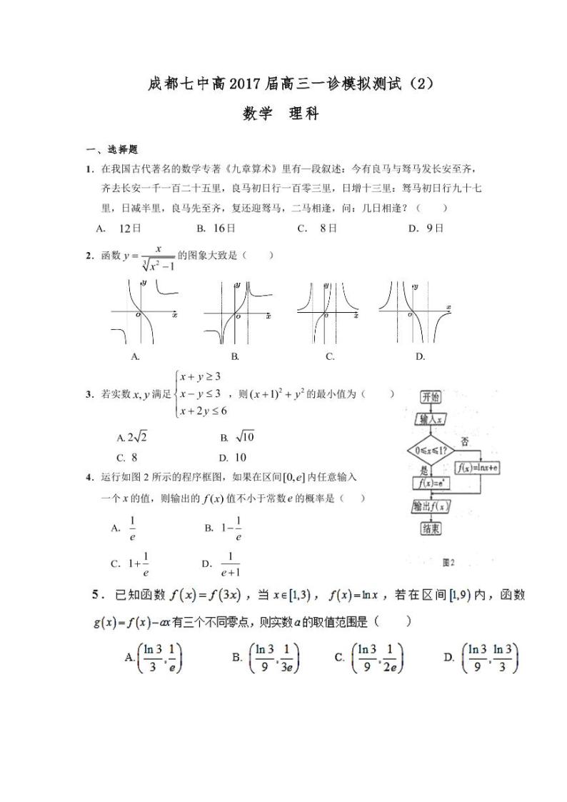 2017届四川省成都市第七中学高三数学（理）一诊分推测试（二）试题（PDF版） (1)01