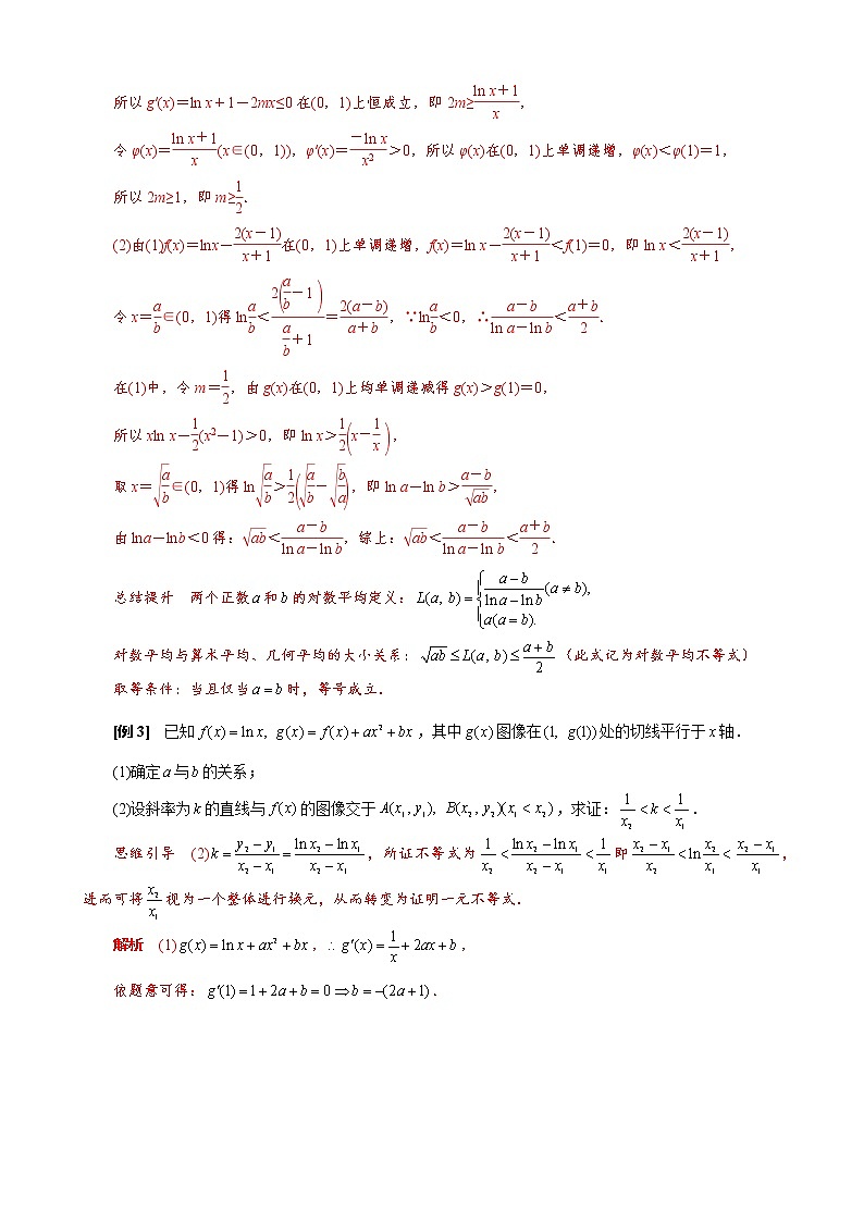2023高考數學二輪專題導數38講  專題21 雙變量不含參不等式證明方法之換元法第2頁
