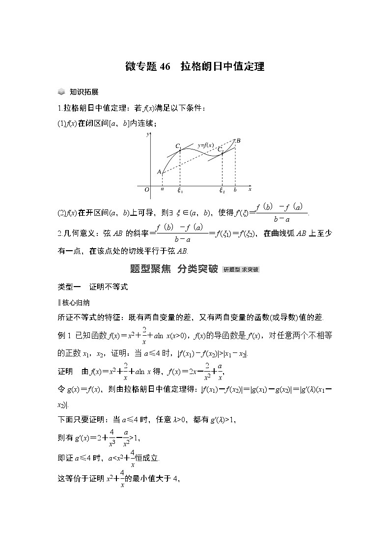 2023高考数学二轮专题 微专题46 拉格朗日中值定理第1页