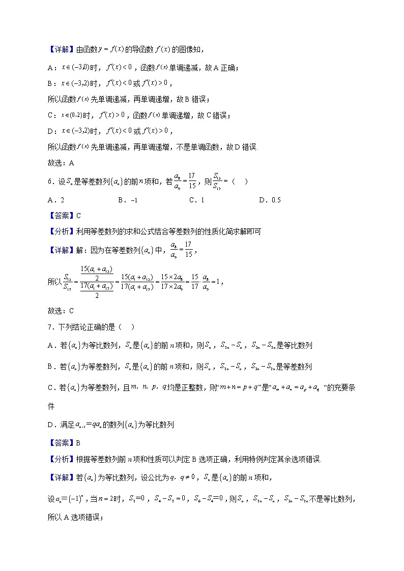 2021-2022学年福建省福州闽江学院附属中学高二上学期期末考试数学试题第3页