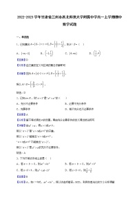 2022-2023学年甘肃省兰州市西北师范大学附属中学高一上学期期中数学试题（解析版）