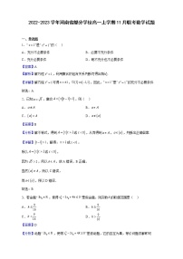 2022-2023学年河南省部分学校高一上学期11月联考数学试题（解析版）