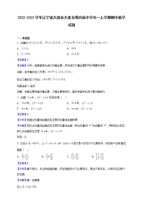 2022-2023学年辽宁省大连市大连育明高级中学高一上学期期中数学试题（解析版）