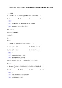 2022-2023学年广东省广州市第四中学高一上学期期末数学试题（解析版）