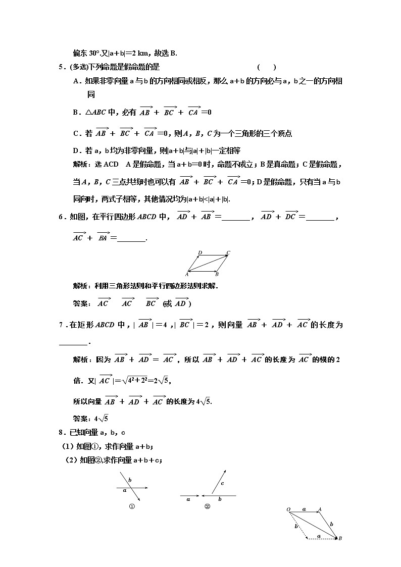课时跟踪检测 (二) 向量的加法运算第2页