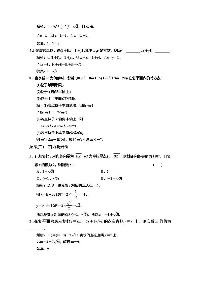 课时跟踪检测 ( 十五 ) 复数的几何意义第2页