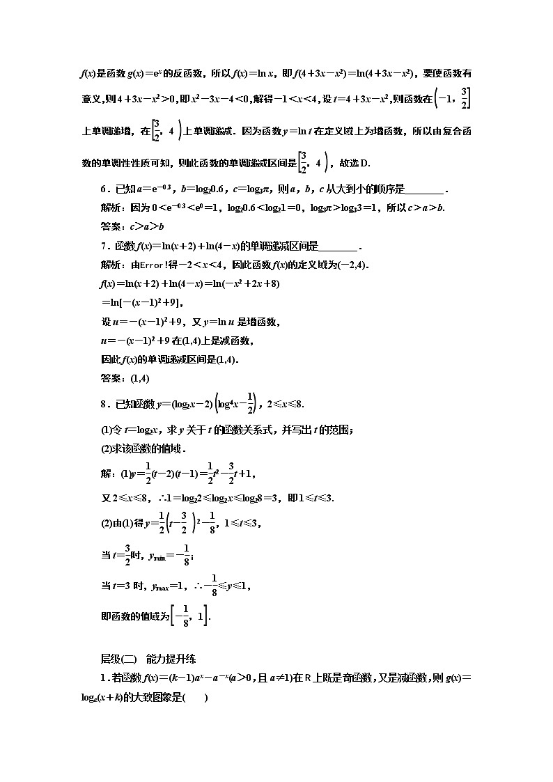 课时跟踪检测(二十七) 对数函数的图象和性质02