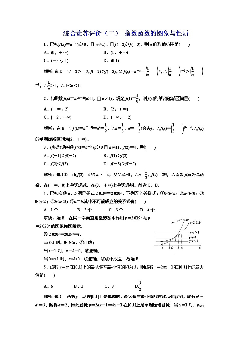 综合素养评价(二) 指数函数的图象与性质第1页
