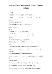2021-2022學(xué)年山東省青島市青島第二中學(xué)高一上學(xué)期期中數(shù)學(xué)試題（解析版）