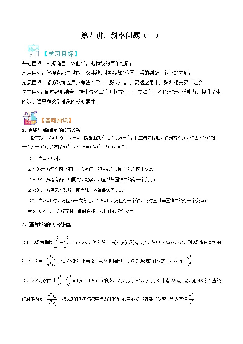 圆锥曲线专题复习第九讲:斜率问题一(解析版)第1页