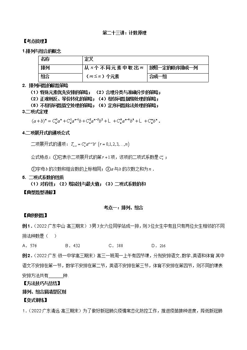 第二十三讲计数原理原卷版第1页