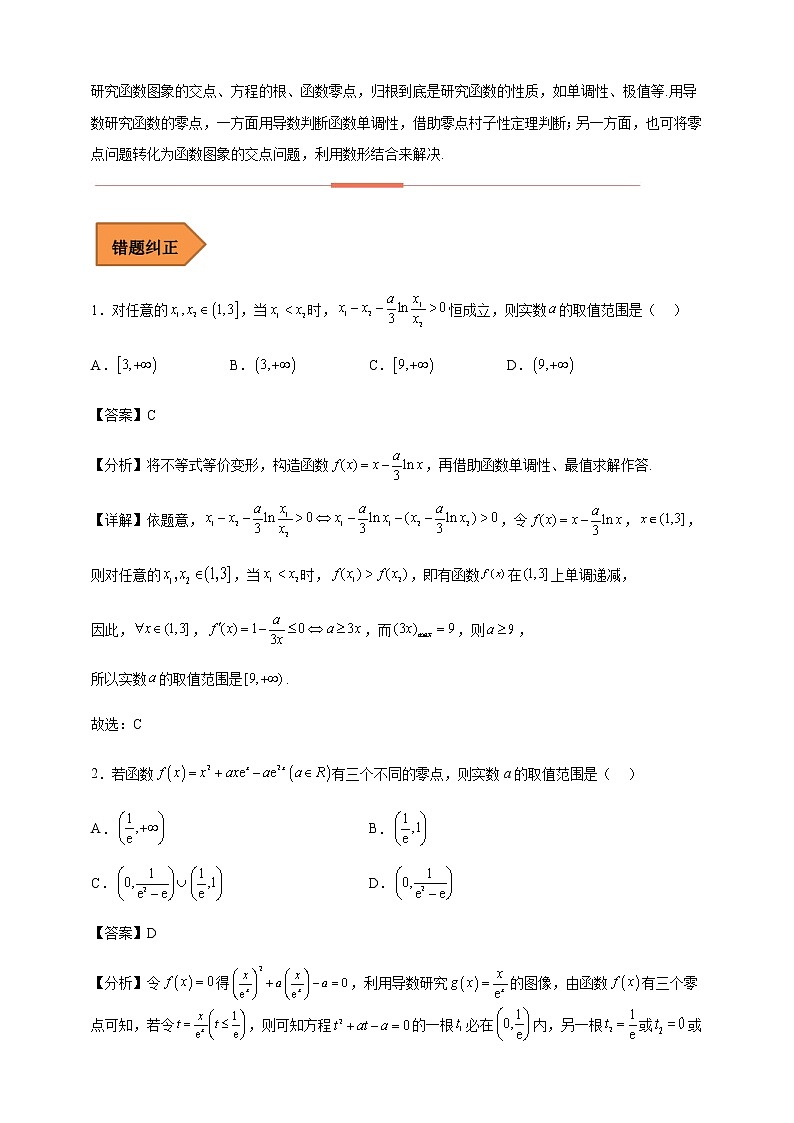 2023届高考数学二轮复习易错点04导数及其应用学案02