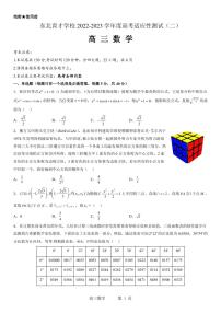 2023屆遼寧省沈陽(yáng)市渾南區(qū)東北育才學(xué)校2月月考(高考適應(yīng)性測(cè)試二）數(shù)學(xué)試卷及答案