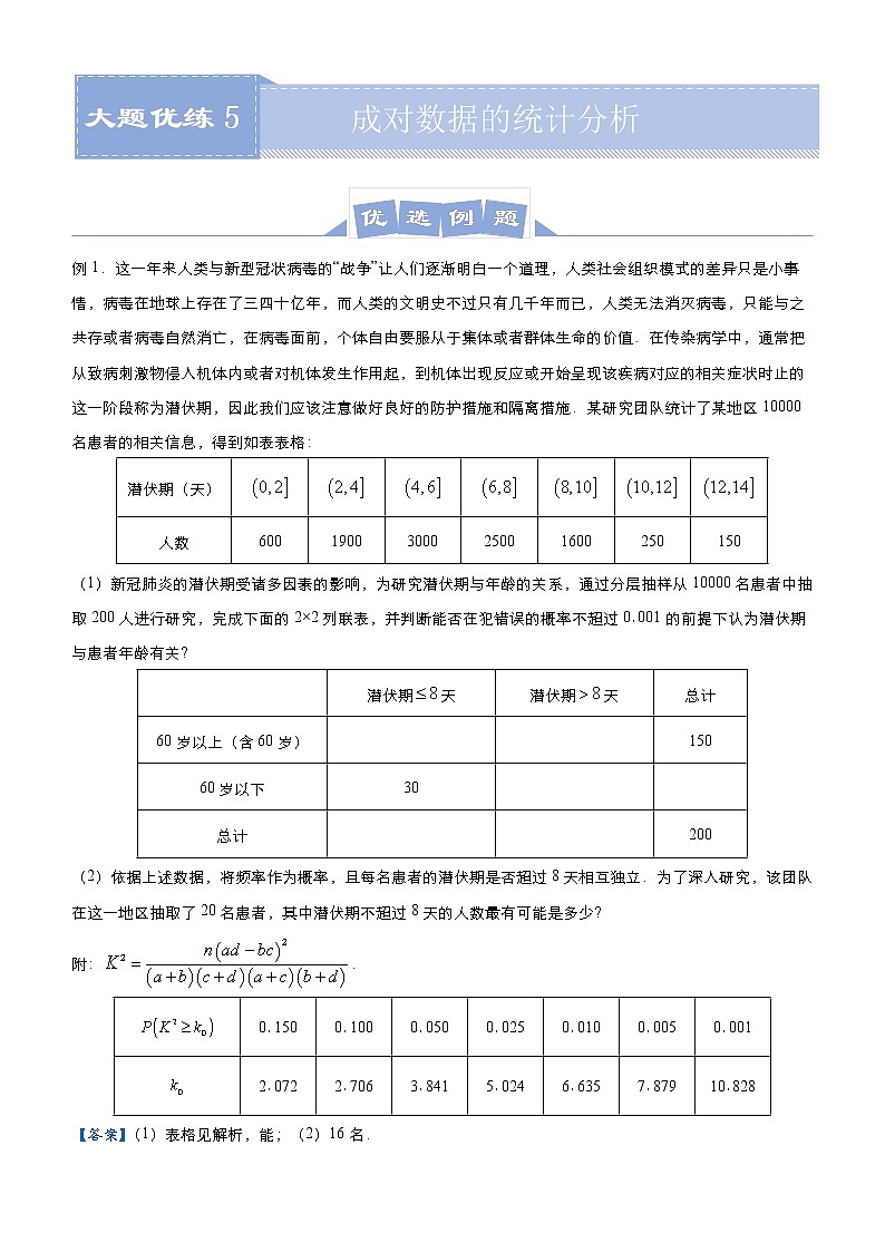 高中数学高考 2021届高三大题优练5 成对数据的统计分析 教师版第1页