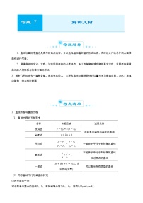 高中数学高考 2021届高考二轮精品专题七 解析几何(理) 学生版(1)