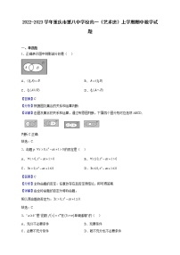2022-2023學年重慶市第八中學校高一（藝術班）上學期期中數(shù)學試題含解析