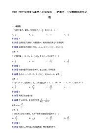 2021-2022學年重慶市第八中學校高一（藝術班）下學期期中數(shù)學試題含解析